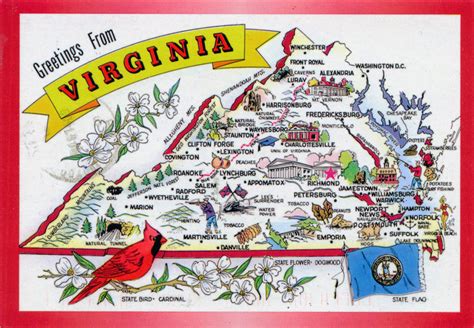 Large Detailed Tourist Map of Virginia With Cities and .